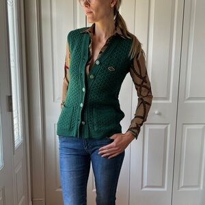 Le Marine Green Knitted Women's Sweater Vest